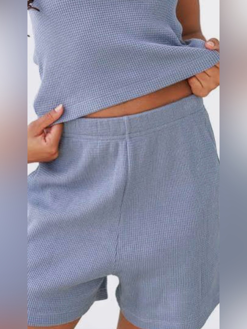 SKY BLUE Waffle Knit Lounge Shorts
